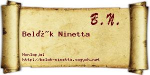 Belák Ninetta névjegykártya